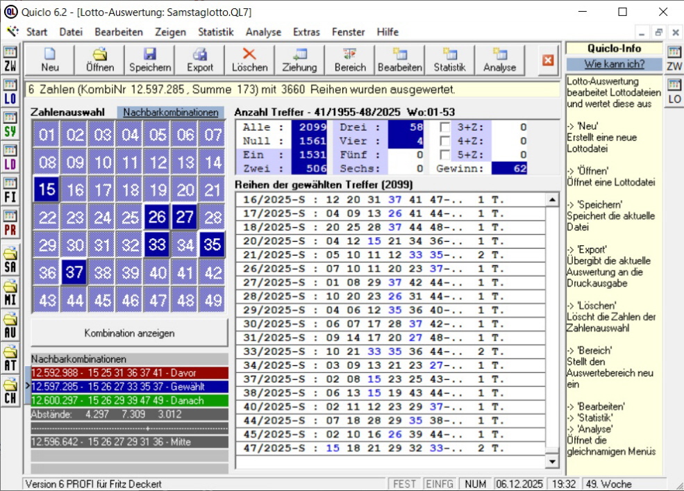 Lottozahlen vom 06.12.2015 Lottozahlen vom 06.12.2015